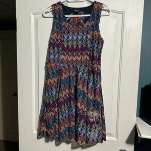 Desingual Atypical  Chula Life Multi Coloured Lined Dress Side Zip Size Medium